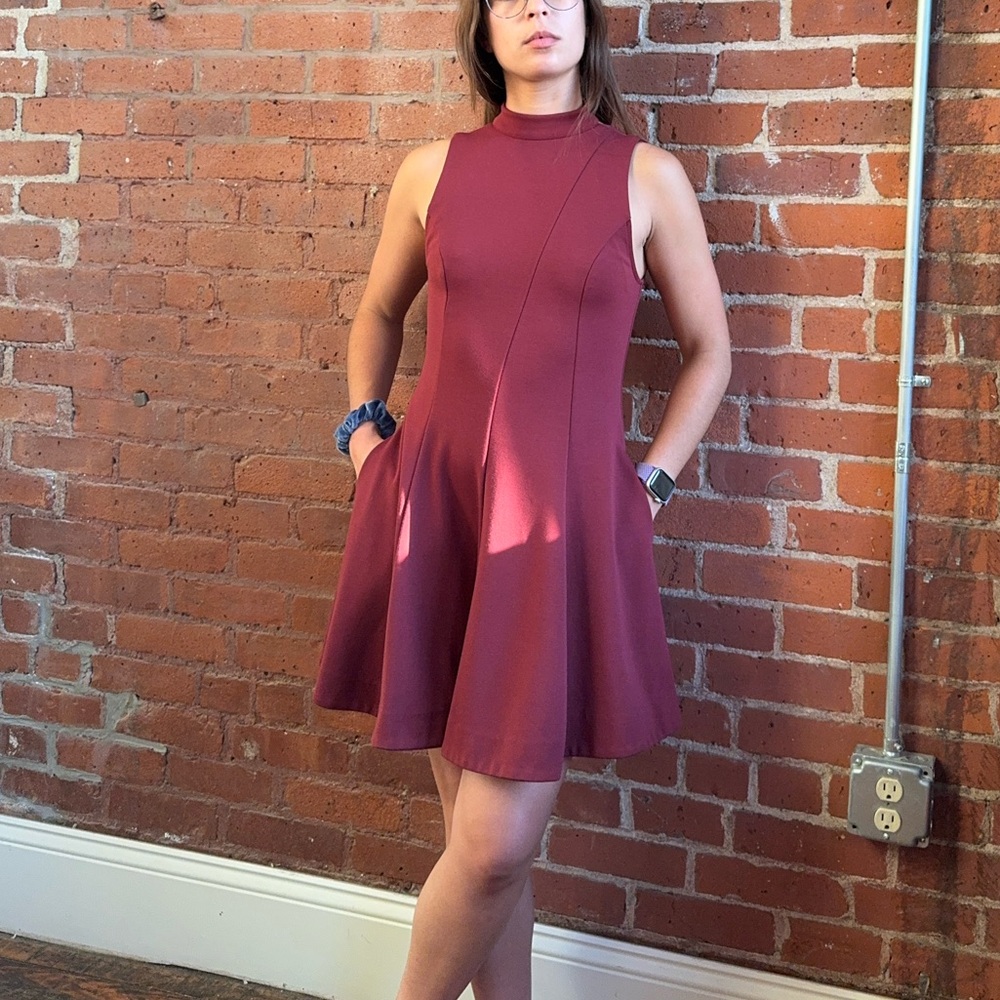 Free People Maroon Halter Dress Open Back Design
